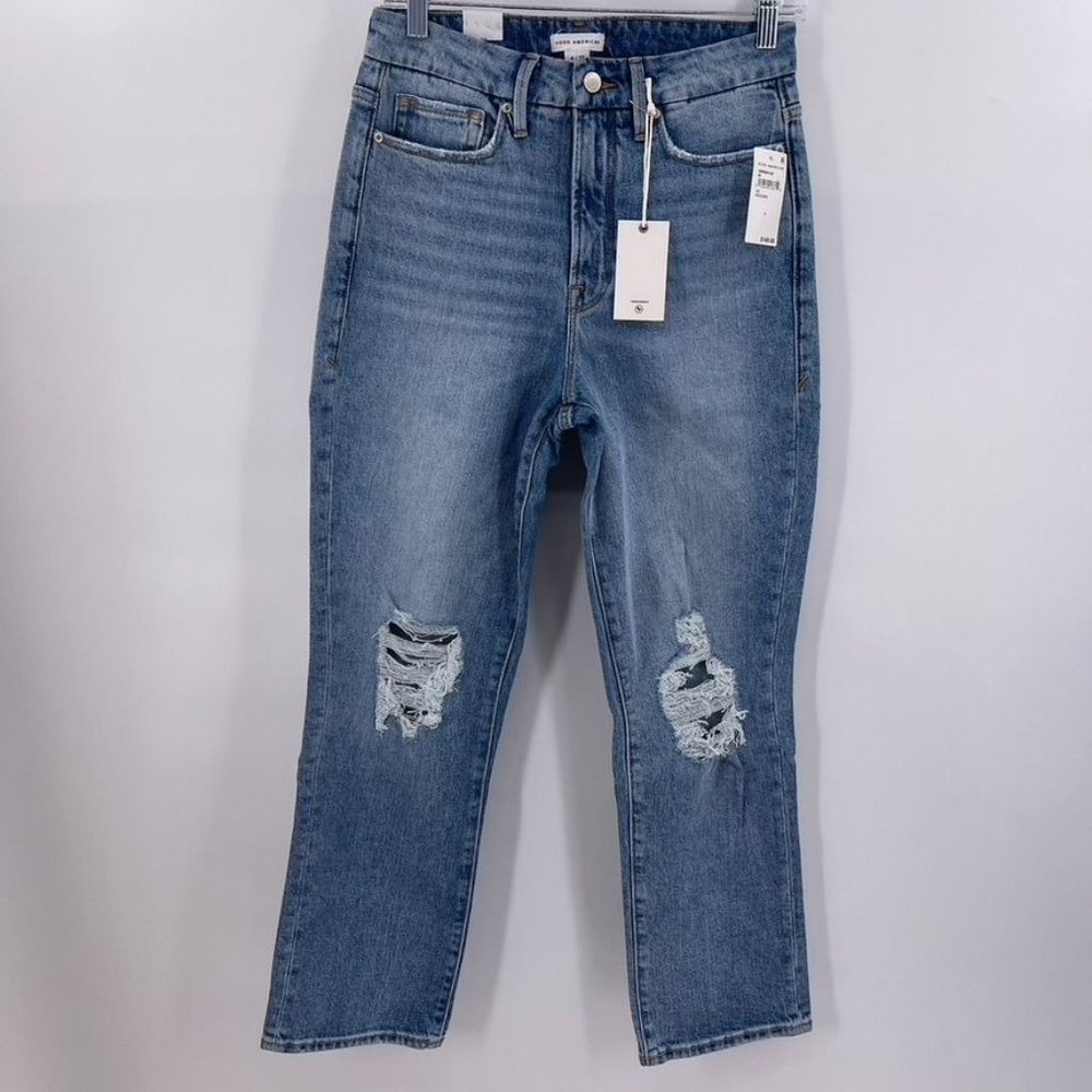 Good American Size 4/27 Indigo Good Boy Vintage Inspired Curvy Distressed Jeans
